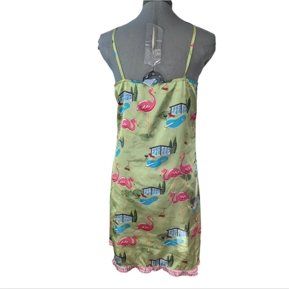 Nick & Nora Y2K satin pink flamingo PJ gown girls‎ size XL 16
